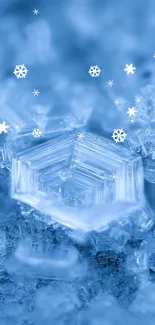 Close-up of icy blue crystals for a mobile wallpaper.