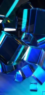 Futuristic blue cubes on a vibrant background, perfect for phone wallpaper.