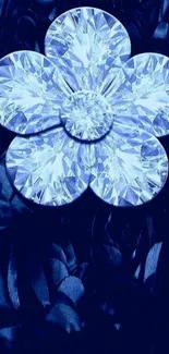 Blue diamond flower on dark background wallpaper.