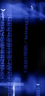 Futuristic blue digital code on dark background.