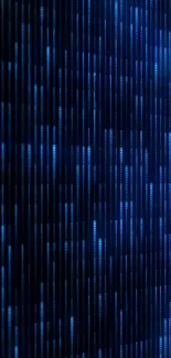 Abstract wallpaper with vertical blue digital lines on a dark background.