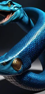 Blue dragon-snake hybrid artwork for phones.