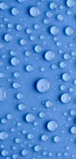 Wallpaper featuring blue water droplets on a smooth surface.