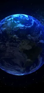 Vibrant dark blue earth mobile wallpaper from space.