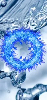 Blue energy circle with water background wallpaper.