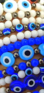 Blue evil eye bead bracelets with vibrant design.