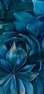 Blue floral abstract design with layered petals.