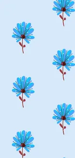 Elegant blue floral wallpaper with delicate flower pattern.