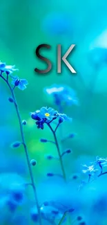 Vibrant blue flowers create a serene mobile wallpaper background.