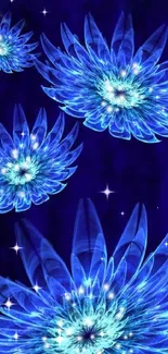 Abstract blue flower design wallpaper for mobile phones.