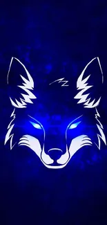 Blue fox digital art wallpaper with glowing effect.