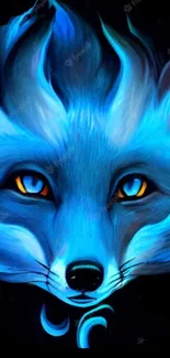 Blue fox digital art wallpaper with vibrant details.