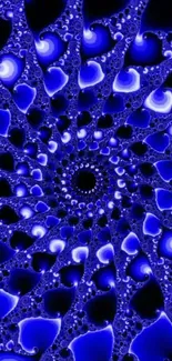 Intricate blue fractal spiral design wallpaper.