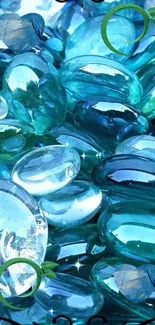 Aqua blue gemstone mobile wallpaper with teal and oceanic hues.