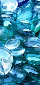 Blue gemstones in a calming, polished arrangement for mobile wallpaper.