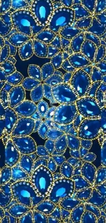 Intricate blue gemstone pattern mobile wallpaper.