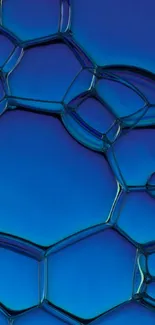 Blue geometric bubble art wallpaper with abstract design.