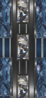 Blue geometric crystal mobile wallpaper pattern.