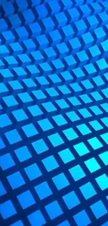 Blue geometric pattern wallpaper with 3D effect.