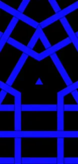 Abstract blue geometric pattern wallpaper with intricate design.