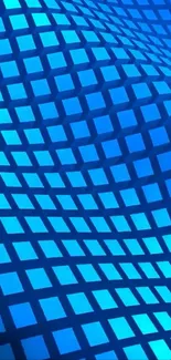 Blue geometric pattern with dynamic grid design.