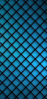 Blue geometric lattice phone wallpaper with grid design.