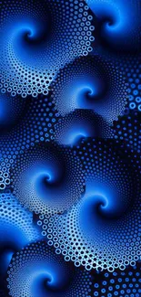 Abstract blue geometric spiral pattern wallpaper.