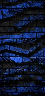 Blue graffiti styled brick wallpaper background.