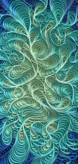 Blue-green abstract swirl wallpaper design.