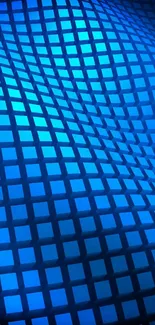 Blue grid wave wallpaper with a dynamic geometric pattern.