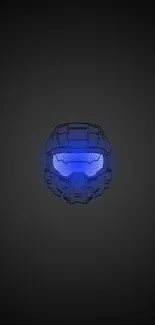 Futuristic blue helmet on dark background wallpaper.