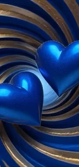 Abstract blue heart wallpaper with swirls