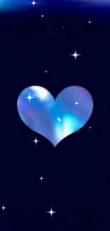 Blue heart galaxy with stars wallpaper.