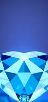 Heart-shaped blue gemstone wallpaper with vibrant blue background.