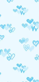 Light blue mobile wallpaper with heart patterns.