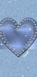 Blue heart with sparkles on a textured background.