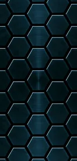 Dark blue hexagonal metallic mobile wallpaper.