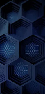 Blue hexagonal geometric pattern mobile wallpaper.