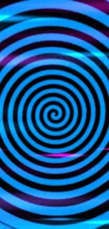 Blue and black hypnotic spiral pattern wallpaper for mobile screen.