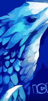 Abstract blue ice dragon illustration wallpaper.