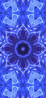 Blue kaleidoscope pattern mobile wallpaper.