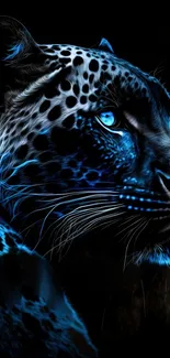 Artistic blue leopard wallpaper design for mobile devices.