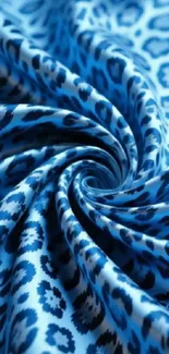 Blue leopard print wallpaper with swirling textures