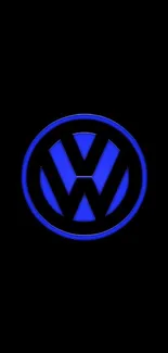 Vivid blue emblem on a black mobile wallpaper background.