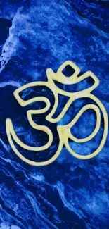 Blue marble wallpaper featuring an OM symbol in yellow.