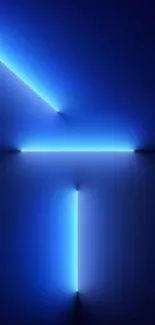 Blue neon abstract wallpaper with glowing lines.