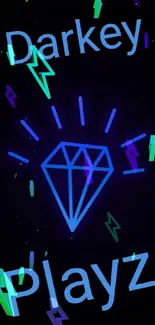 Blue neon diamond wallpaper with text 'Darkey Playz' on black background.