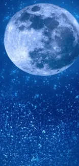 Majestic blue moon with starry night sky in mobile wallpaper.