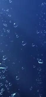 Dark blue ocean wallpaper with bubbles floating.