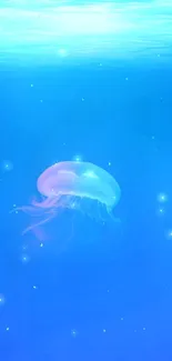 Peaceful blue ocean with jellyfish wallpaper.